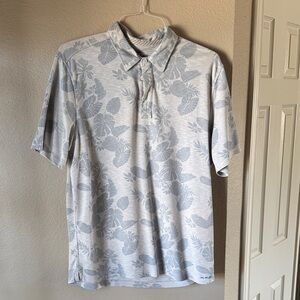 True Grit Light Gray Floral Polo Shirt